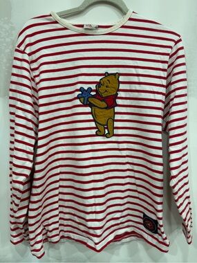 Disney Red & White Striped Winnie the Pooh Long Sleeve Tee